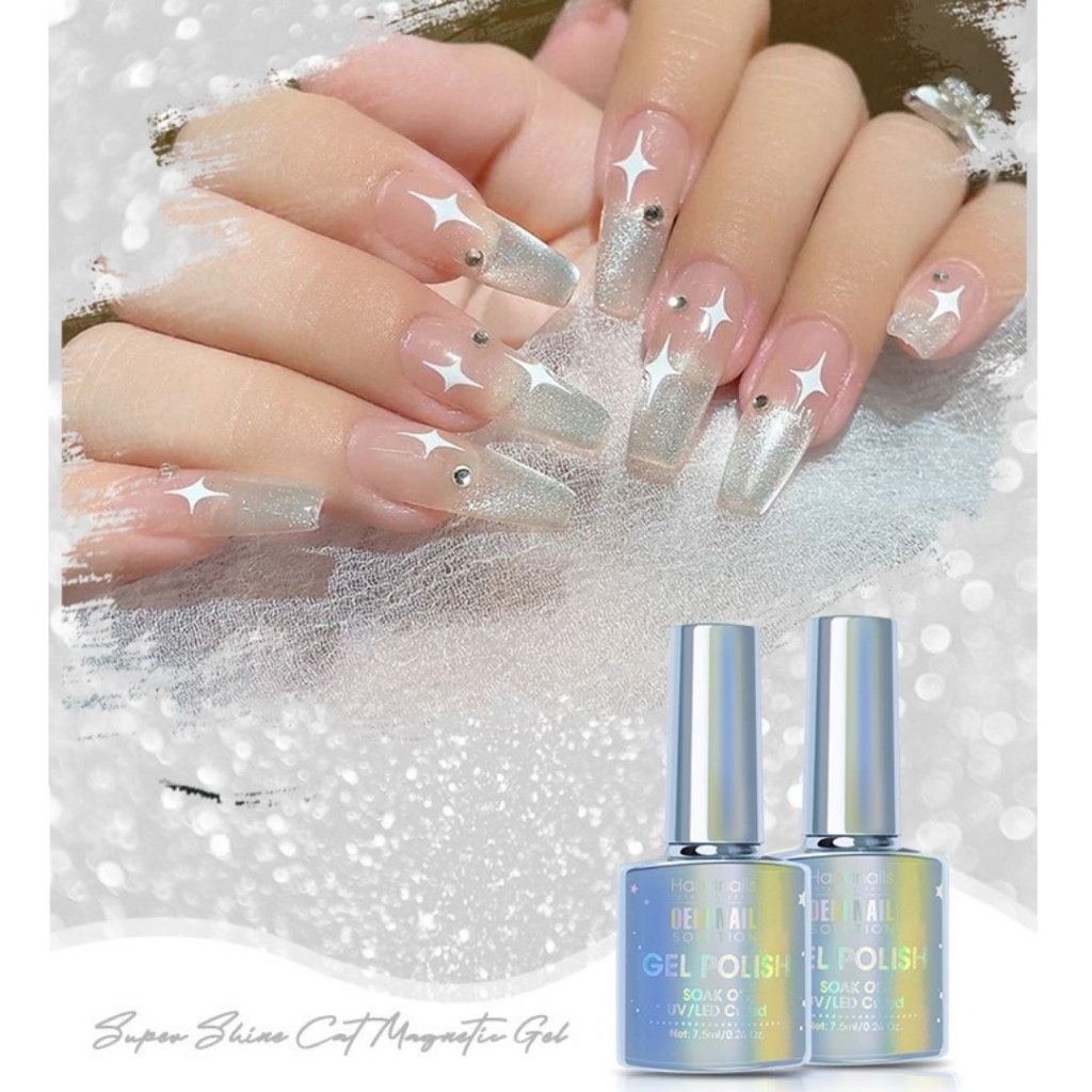 สีลูกแก้วขาว Misscheering Cat Eye  ขวดขาวโฮโล - wenails