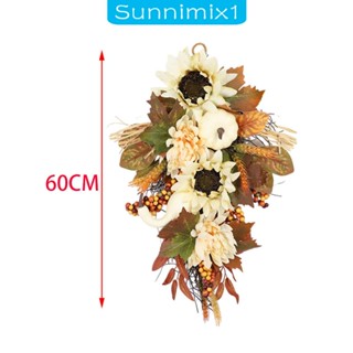 [Sunnimix1] พวงหรีดใบเมเปิ้ล ฟักทองประดิษฐ์ ฤดูใบไม้ร่วง สําหรับติดผนัง ระเบียง กลางแจ้ง และในร่ม