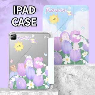 เคสซิลิโคนใส ลายการ์ตูนหมี กระต่าย ดอกไม้ สําหรับ iPad Air 4 10.9 2021 Pro 11 Air1 2 gen5 6 9.7 iPad Air 3 Pro 2017 10.5 gen9 8 7 10.2 gen 10 2022 10.9 iPad