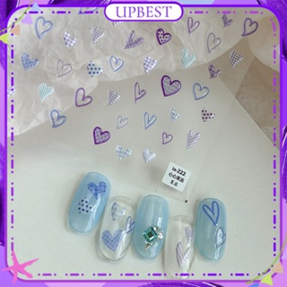 ♕ Nail Art Summer Jelly Nail Sticker 3d สีชมพู สีม่วง สีเขียว Love Plaid สติกเกอร์ติดด้วยตนเอง อุปกรณ์ตกแต่งเล็บแต่งเล็บสำหรับร้านเล็บ 3 แบบ UPBEST