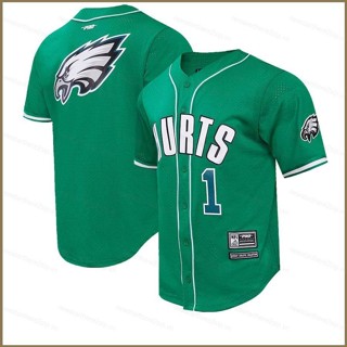 เสื้อคาร์ดิแกนเบสบอล QY Philadelphia Eagles Jersey สีเขียว