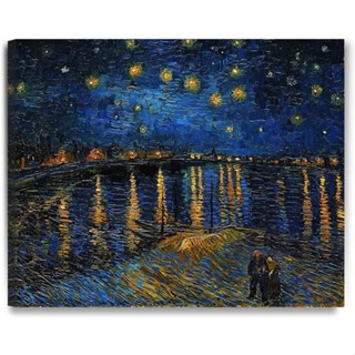 Starry Night Over The Rhone by Vincent Van Gogh Art Classic Art Giclee ภาพพิมพ์บนผ้าใบ สําหรับตกแต่งผนัง