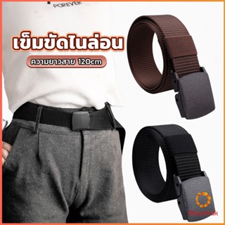 Khummak เข็มขัดหัวพลาสติก ความยาว 120 cm สายไนล่อน ไม่ต้องเจาะรู เเข็มขัดแฟชั่น belt