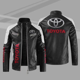 เสื้อแจ็กเก็ตหนัง แขนยาว กันลม กันฝน แบบบาง ลายโลโก้ Toyota