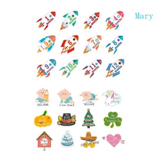 Mary สติกเกอร์พรอพถ่ายรูป รายเดือน 1-12 เดือน สําหรับเด็กวัยหัดเดิน 12 ชิ้น