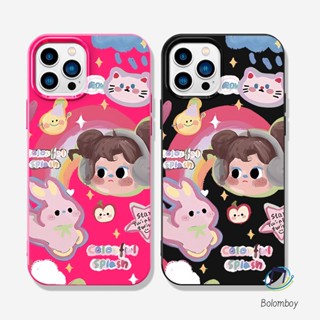 คู่เคสโทรศัพท์ สำหรับไอโฟน 11 12 13 14 15 Pro Max 7 8 Plus XR X XS MAX SE กระต่ายสีรุ้งดำแดงอ่อนนุ่มทีพียูสีเยลลี่เปลือก