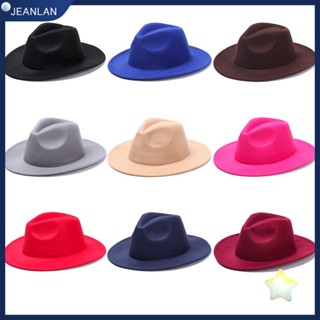 Jeanlan Fedora หมวกคาวบอย ผ้าวูล สไตล์วินเทจ สําหรับเต้นรํา การแสดงบนเวที ปาร์ตี้