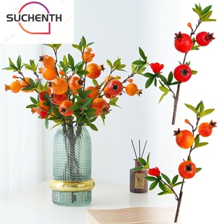 Suchenth ช่อดอกทับทิมประดิษฐ์ 3 หัว สําหรับตกแต่งบ้าน ห้องนั่งเล่น โรงแรม