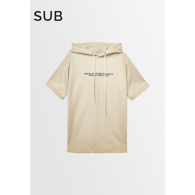 SUB เสื้อยืดแขนสั้นผู้ชาย Hoodie - สีกากี - M3M847 / เสื้อกันหนาวมีฮู้ด Lengan Pendek Lelaki - สีกาก