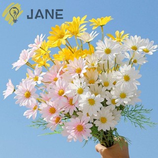 Jane ช่อดอกเดซี่ประดิษฐ์ พลาสติก ผ้าไหม 5 หัว สําหรับตกแต่งบ้าน งานแต่งงาน เจ้าสาว 4 ชิ้น