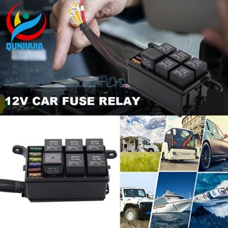 [qunjiajia.th] บล็อกรีเลย์ฟิวส์ 12V พร้อมสายไฟ สําหรับรถยนต์ SUV UTV RV