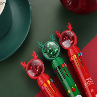 Dta ปากกาลูกลื่น 10 สี เครื่องเขียน ปากกาโฆษณา ของขวัญ โรงเรียน สํานักงาน เครื่องเขียน ธีมคริสต์มาส DT