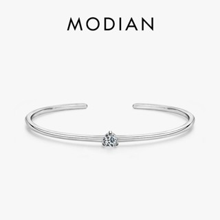 Modian สร้อยข้อมือเงินแท้ 100% 925 จี้รูปหัวใจ ทรงกลม ปรับได้ สําหรับผู้หญิง