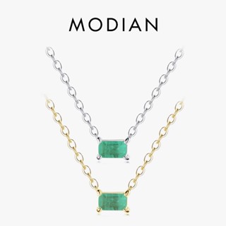 Modian ของแท้ สร้อยคอเงินแท้ 925 จี้ทัวร์มาลีน สีเขียว เครื่องประดับแฟชั่น สําหรับผู้หญิง