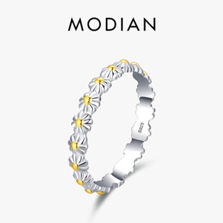 Modian แหวนเงินแท้ 925 รูปดอกเดซี่ 100% เครื่องประดับแฟชั่น สําหรับผู้หญิง