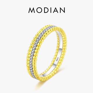 Modian แหวนเงินแท้ 925 สีทอง เครื่องประดับแฟชั่น สําหรับผู้หญิง