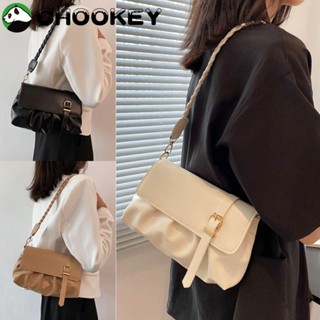 Chookey กระเป๋าสะพายไหล่ สะพายข้าง ใต้วงแขน หนัง PU สีพื้น สไตล์วินเทจ มินิมอล แฟชั่นสําหรับผู้หญิง