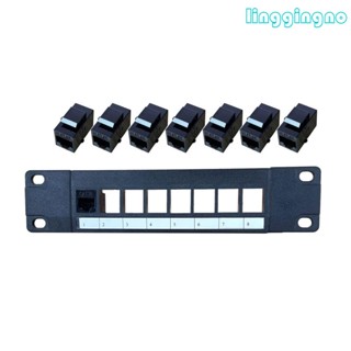 Rr แผงแพทช์ 8 พอร์ต CAT5e 10G รองรับ 1U Patch Panel UTP Wallmount หรือ Rackmount Punch Down Block สําหรับ CAT5e