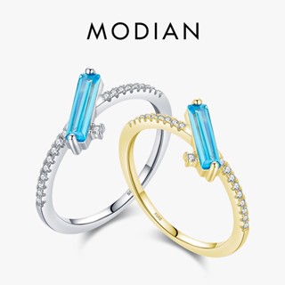 Modian ใหม่ แหวนเงินแท้ 925 ประดับเพทาย สีฟ้า สําหรับผู้หญิง 2022