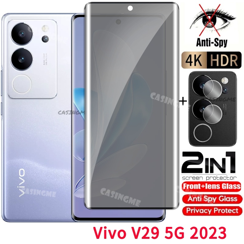 ฟิล์มกระจกนิรภัยกันรอยหน้าจอ ทรงโค้ง กันส่อง สําหรับ Vivo V29 5G VivoV29 5G Vivo V 29 29V V29 Pro 5G