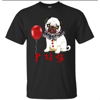 เสื้อยืด พิมพ์ลายสุนัขปั๊กฮาโลวีน Pennywise Parody สําหรับผู้ชาย ไซซ์ S 3XL