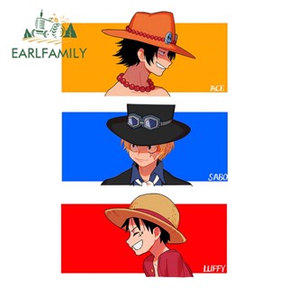 Earlfamily สติกเกอร์ไวนิล ลายการ์ตูน One Piece Slap กันน้ํา สําหรับติดตกแต่งกระจกรถยนต์ รถจักรยานยนต์ 13 ซม. X 13 ซม.