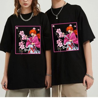 เสื้อยืด พิมพ์ลายกราฟฟิคอนิเมะ Rurouni Kenshin Kawaii สไตล์ฮาราจูกุ สําหรับผู้ชาย