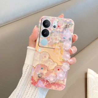 พร้อมส่ง ใหม่ เคสโทรศัพท์มือถือนิ่ม ปิดด้านหลัง ประดับคริสตัล ลายหัวใจ พร้อมสายคล้องมือ สําหรับ VIVO V29 5G X90 Pro 2023 V295G