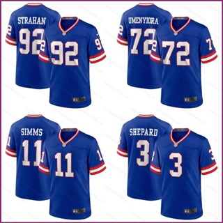 Yp2 NFL เสื้อยืดลําลอง แขนสั้น คอกลม พิมพ์ลาย New York Giants Game Jersey Umenyiora Strahan Shepard Simms พลัสไซซ์ PY2