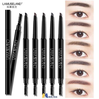 Lamuseland Ultra Fine สามเหลี่ยมดินสอเขียนคิ้วที่แม่นยำ Brow Definer ยาวนานกันน้ำสีบลอนด์สีน้ำตาล Eye Brow แต่งหน้า 5 สี MOLISA