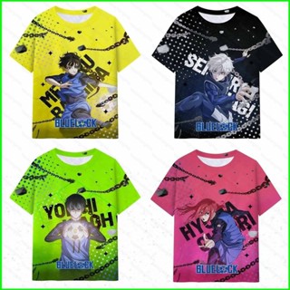 Yts เสื้อยืดแขนสั้นลําลอง พิมพ์ลายอนิเมะ Bachira Meguru Isagi Yoichi 3D สีฟ้า พลัสไซซ์ สําหรับผู้ชาย และผู้หญิง MY3