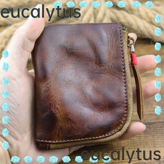 Eucalytus1 กระเป๋าใส่เหรียญ หนัง แฮนด์เมด มีซิป หลายสี สไตล์วินเทจ สําหรับผู้หญิง และผู้ชาย