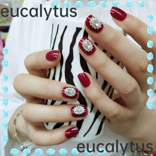 Eucalytus1 เล็บปลอม แบบสั้น หัวกลม สไตล์ฝรั่งเศส สําหรับตกแต่งเล็บผู้หญิง