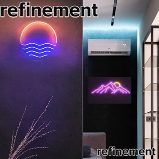 Refinement โคมไฟนีออน LED รูปคลื่นภูเขา พระอาทิตย์ตก พระอาทิตย์ขึ้น นีออน หรูหรา ชาร์จ USB สําหรับตกแต่งผนังบ้าน