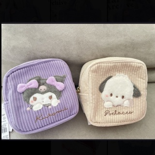 ใหม่ Sanrio กระเป๋าผ้าลูกฟูก ทรงสี่เหลี่ยม ปักลายสุนัข Kuromi Cinnamon Pacha น่ารัก