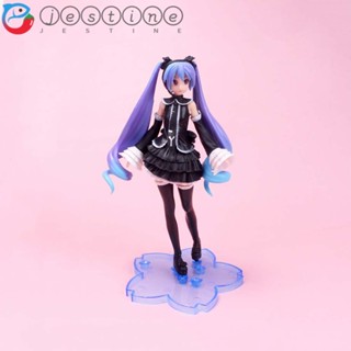 Jestine ตุ๊กตาฟิกเกอร์ PVC รูปการ์ตูน Hatsune Miku สีดํา สีม่วง สําหรับตกแต่งบ้าน