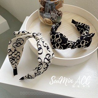 0825FS Korean Style New Fashion Black and White Bow Wide Brim Hair Band Simple Knot Headband Small Fresh Fabric Hair Tie Hair Accessories Y0WY