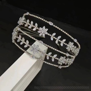 0825FS Refined Zircon Multi-Layer Headband Female High-End Diamond Studded by Hand Leaves Wedding Bridal Hair Accessories Hair Band 3CF2