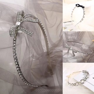 0825FS MiuMiu Crystal Headband Womens Simple Metal Rhinestone Bow Headband Korean High Sense Fairy All-Matching Hair Accessories NZ6C