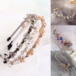 0825FS South Korea Dongdaemun Rhinestone Headband Geometric Bow Chain Pearl Headband Personality High Sense Internet Celebrity Hair Accessories YIFP