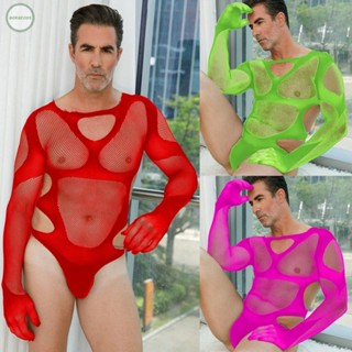 GORGEOUS~Men Gay Sissy Sexy Lace Mesh Fishnet Bodystocking See Through Lingerie Bodysuit