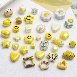 [Milky Yellow Series} เครื่องประดับ สร้อยคอ สร้อยข้อมือ ลูกปัดเซรามิค แฮนด์เมด DIY