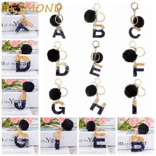 Desmond พวงกุญแจเรซิ่น ลายตัวอักษร A To Z 26 Black Pompom A To Z 26 26 ตัวอักษร สีดํา สําหรับตกแต่ง