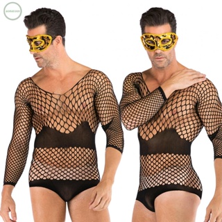 GORGEOUS~Sexy Men Fishnet Pantyhose Club Wear Full Body Stockings Sissy Bodysuit Lingerie