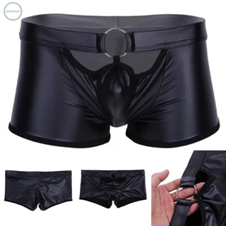 GORGEOUS~Mens Sexy Temptation Matte Faux Leather Wet Look Underwear Boxer Brief Shorts