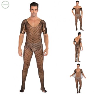 GORGEOUS~Sexy Men Fishnet Pantyhose Clubwear Full Body Stockings Sissy Bodysuit Lingerie