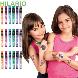 Hilario ปากกาเจลกลิตเตอร์ ลายกราฟฟิตี้ 6 สี 6 ชิ้น ทําความสะอาดได้ 1.0 มม.