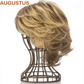 Augustus ขาตั้งวิกผมพลาสติก แบบพกพา พับได้ สีม่วง ทนทาน สีเทา สําหรับจัดแต่งทรงผม