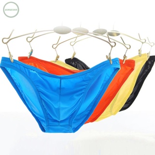 GORGEOUS~Soft Solid color Underwear Men Shorts Thongs Bikini Ice silk Low Waist