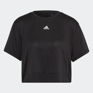 adidas เทรนนิง เสื้อครอปทรงหลวม AEROREADY Studio ผู้หญิง สีดำ HD8943